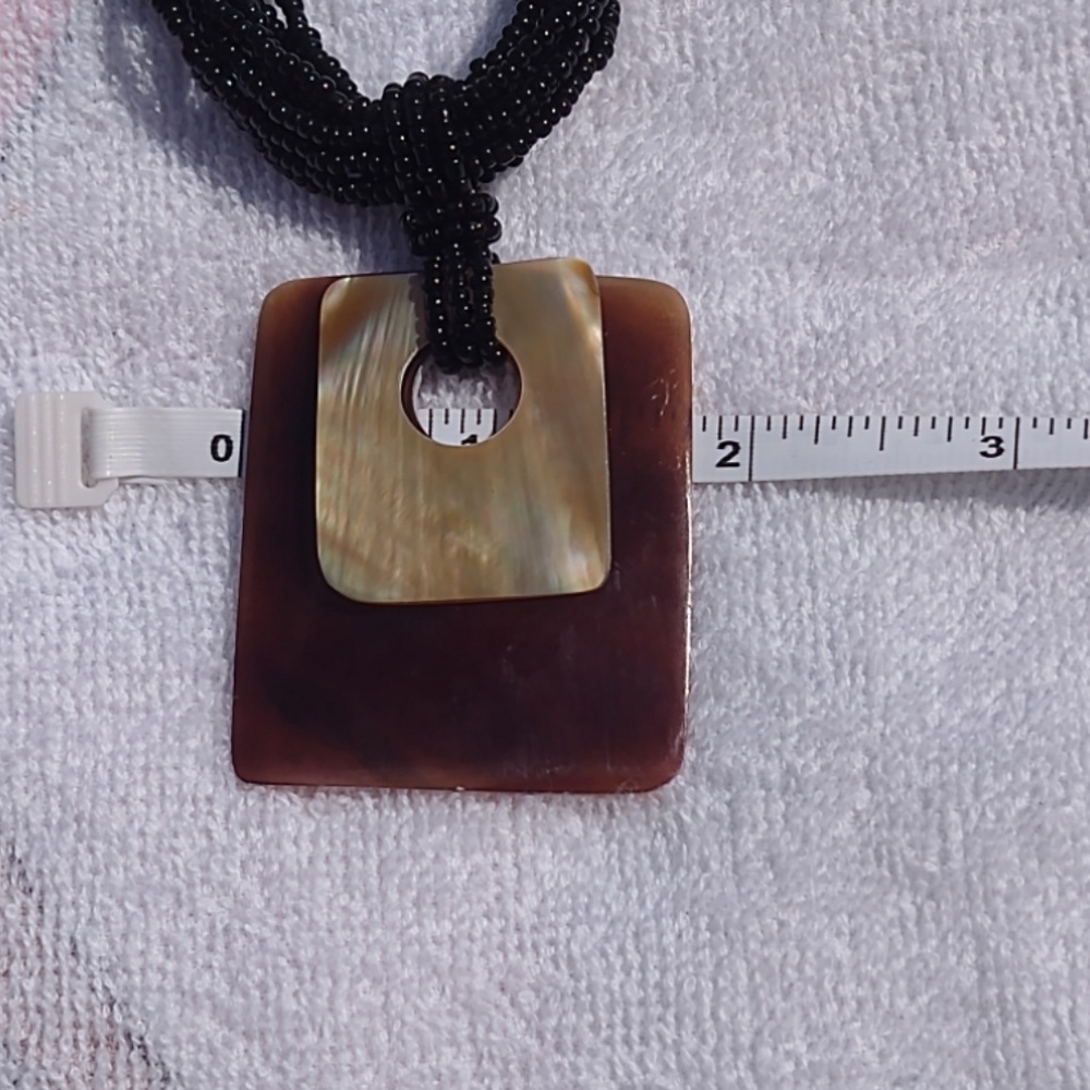 Seashell Abalone Black Beaded Toggle Necklace - image 3